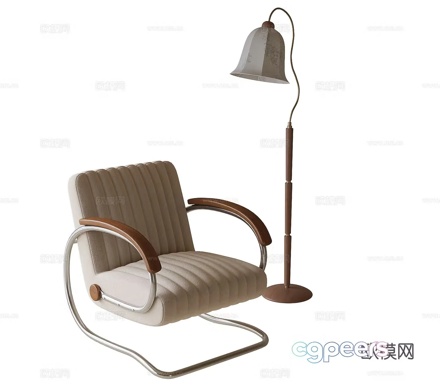 Modern casual chair single chair floor lamp 3d model