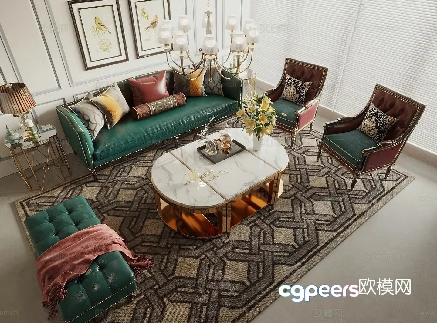 French sectional sofa 3d model