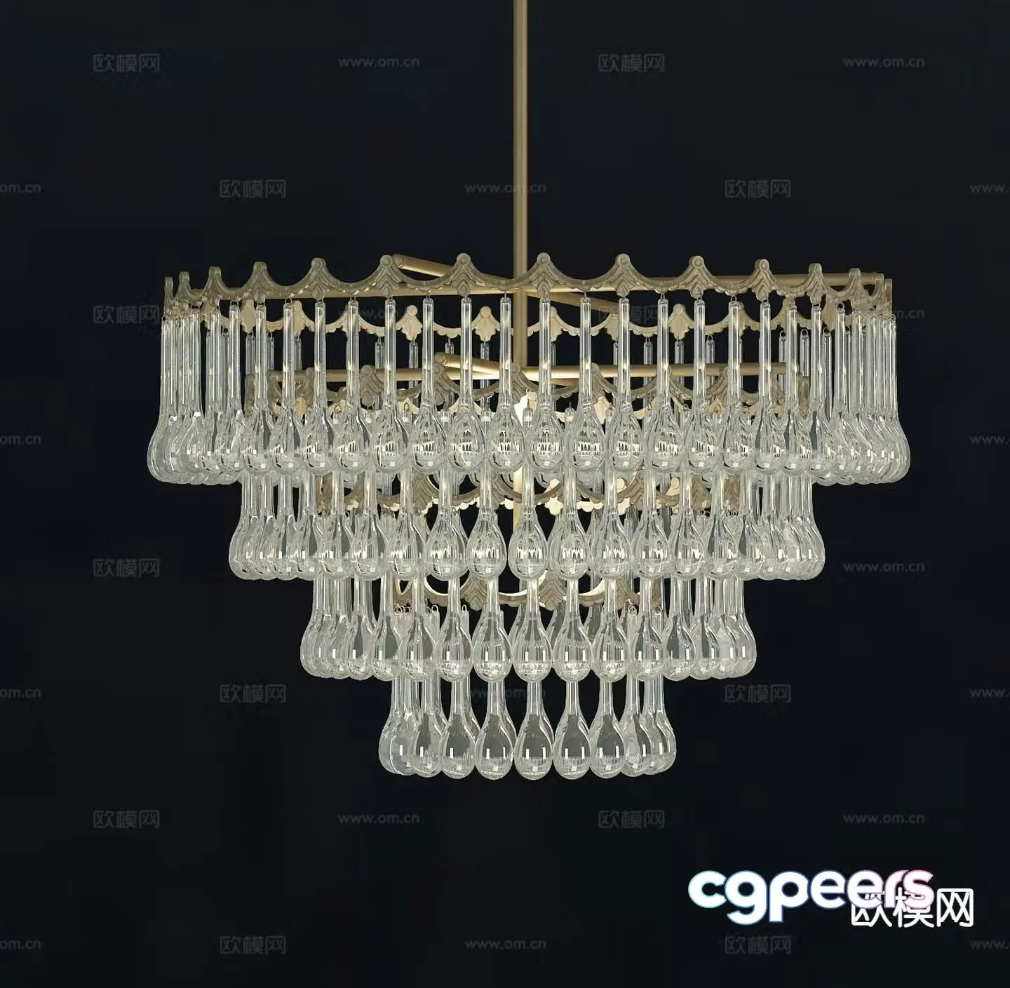 European style chandelier crystal chandelier 3d model