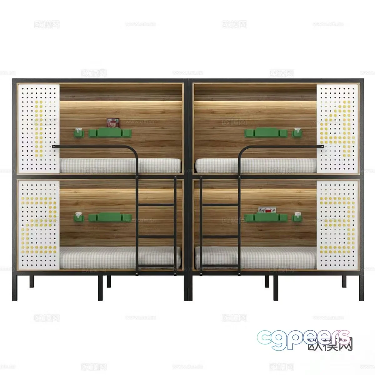 Modern bunk bed hotel bunk bed dormitory bunk bed 3d model
