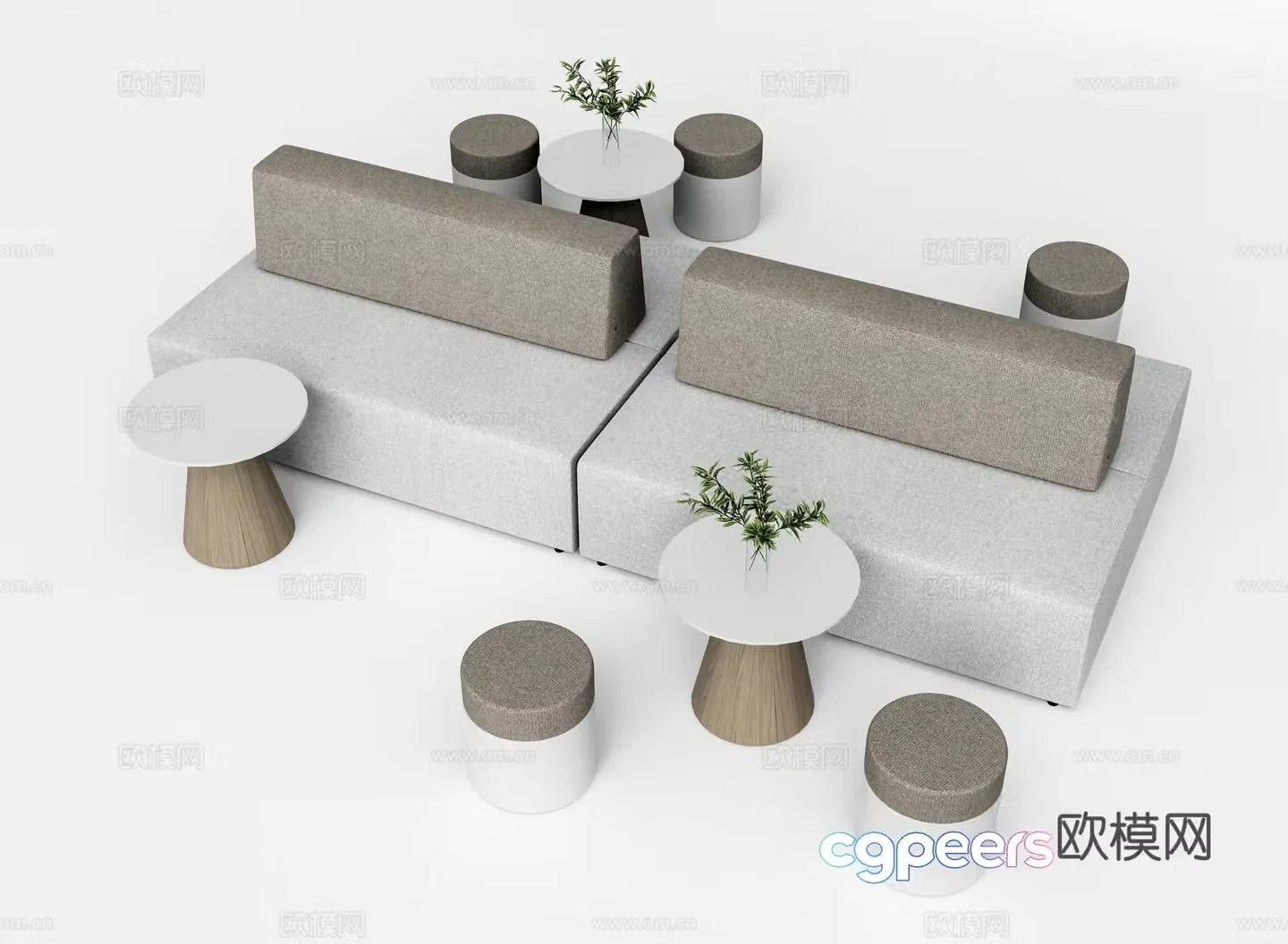 Modern modular sofa booth sofa 3d model