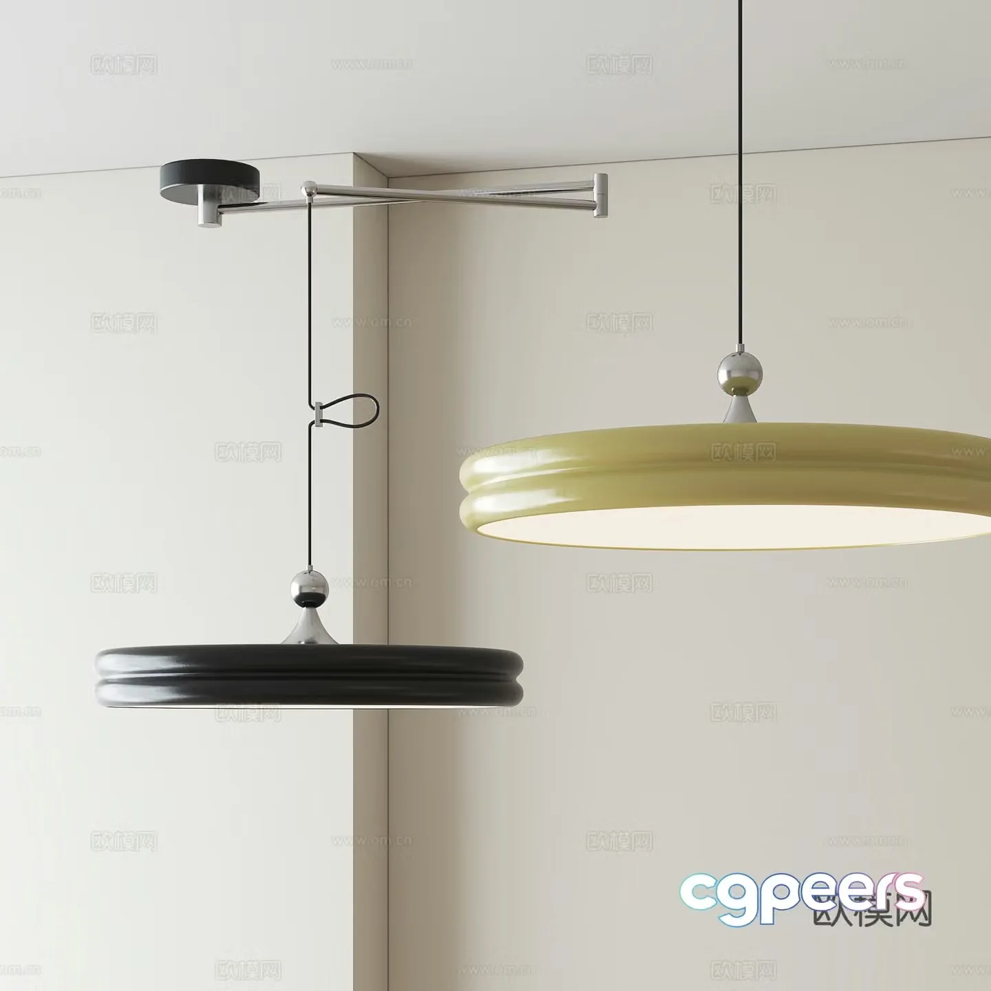 Modern minimalist restaurant chandeliers 3d model