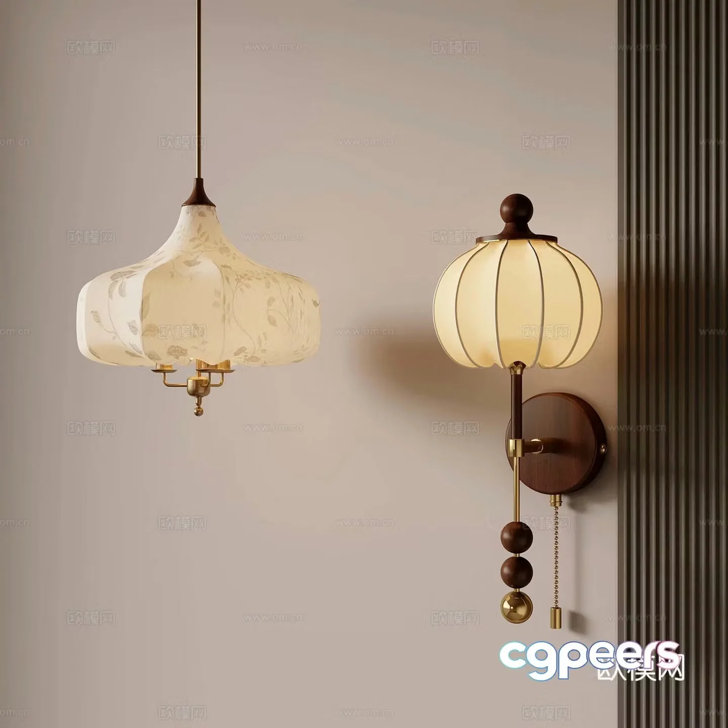 08 French medieval wall lamp chandelier 3d model