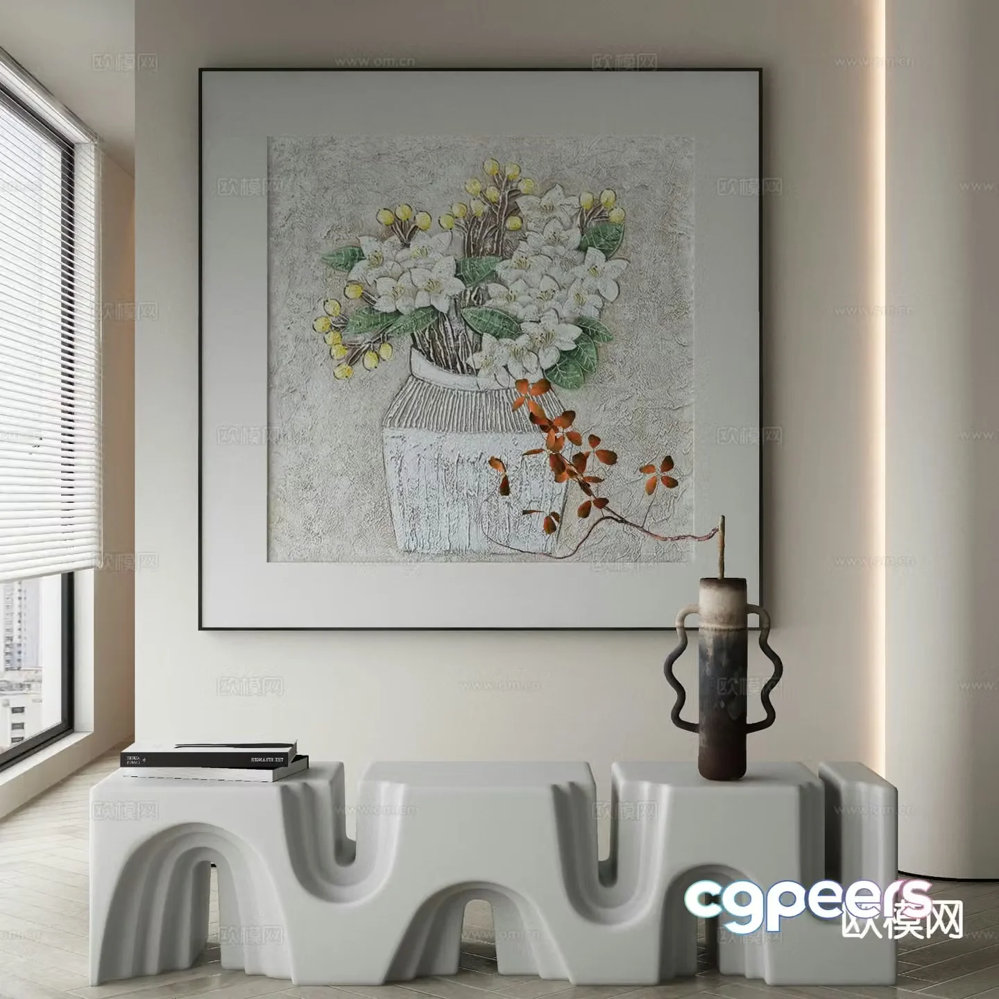 Modern decorative painting vase oil painting 3d model
