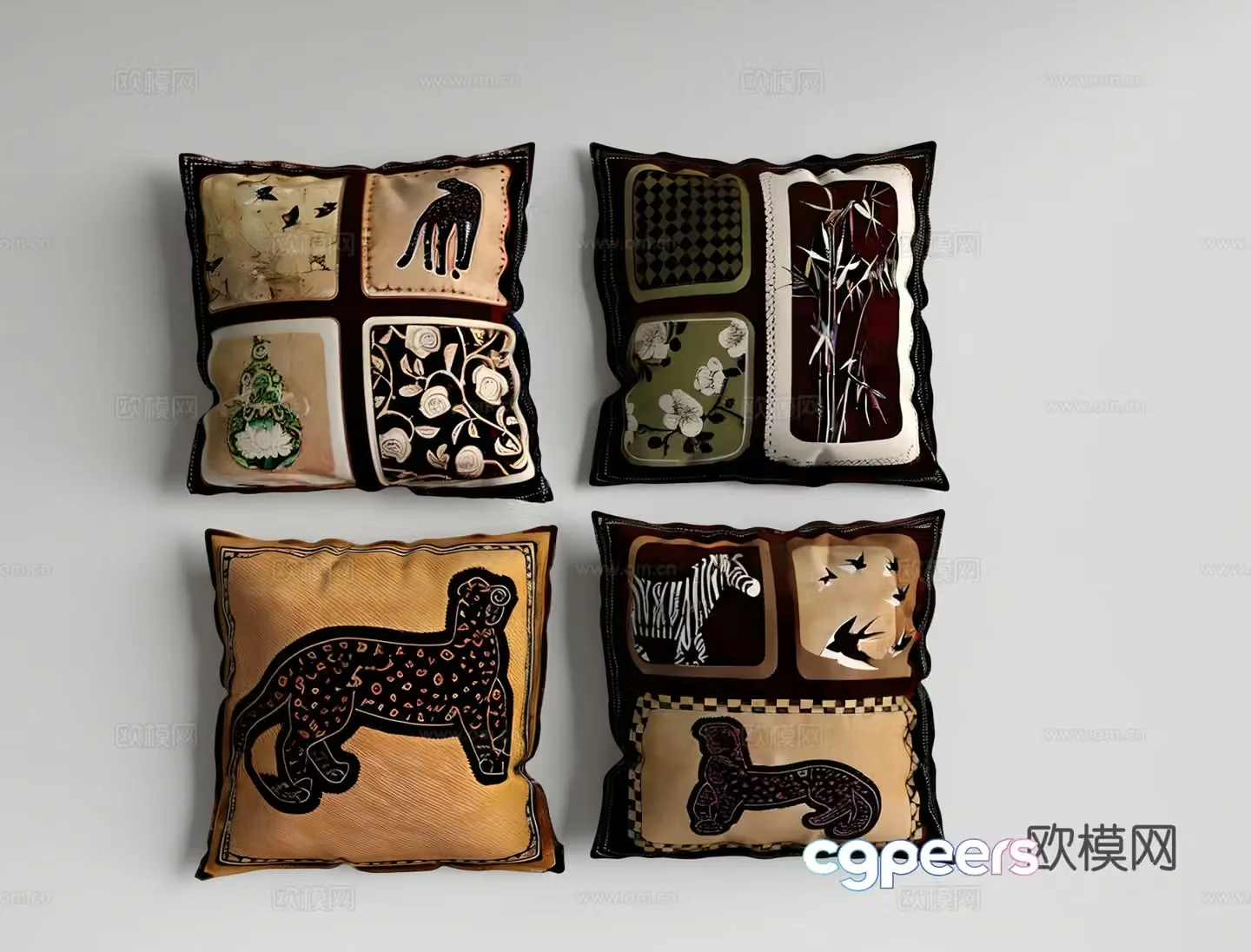 French retro pillow 3d model