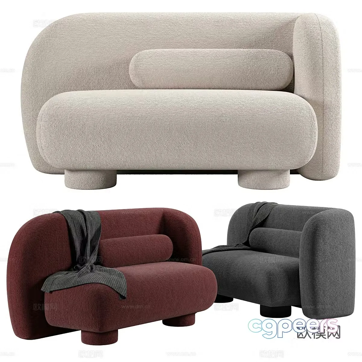 Sofa coffee table combination 3D model