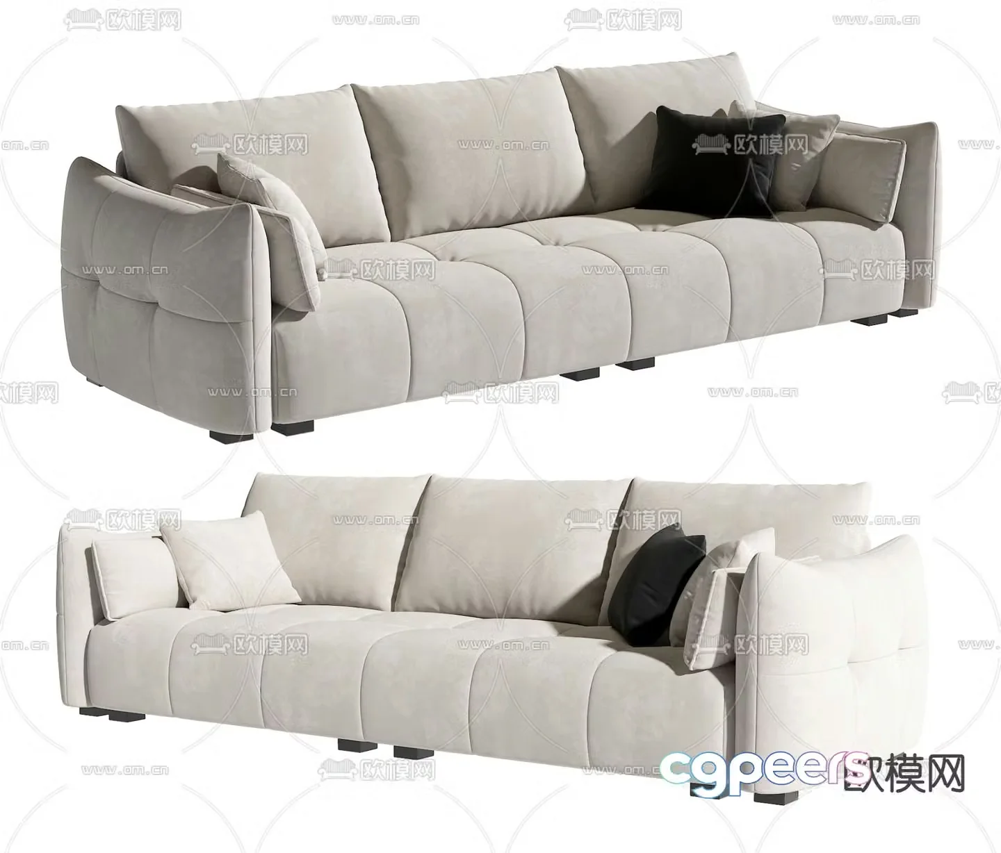 Three seater sofa upholstered sofa 3d model