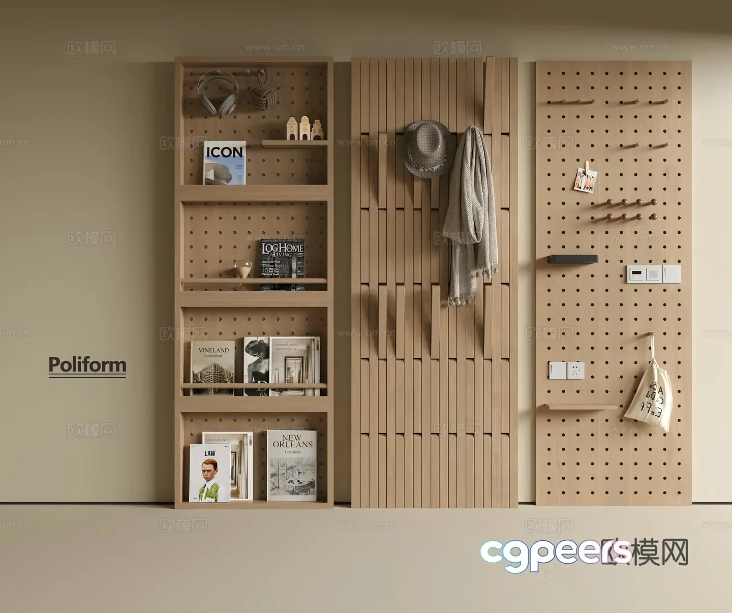 Modern hole plate shelf 3D model