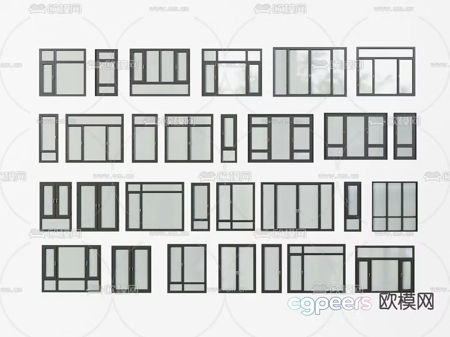 Window Broken bridge aluminum window Floor-to-ceiling window 3D model