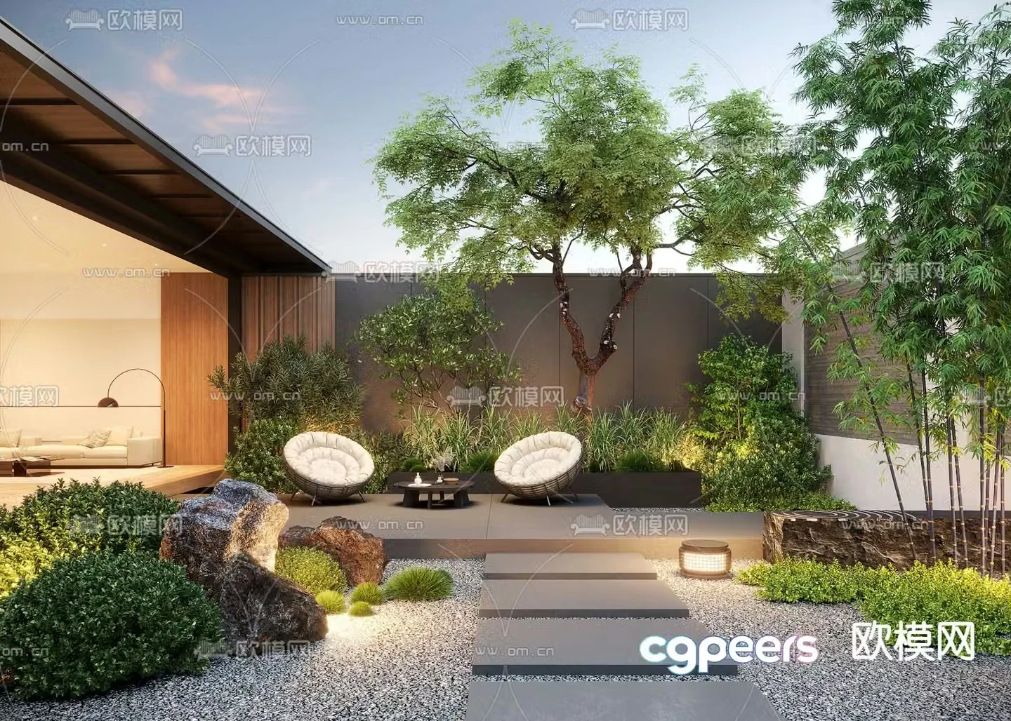 Home courtyard villa courtyard courtyard landscape 3d model