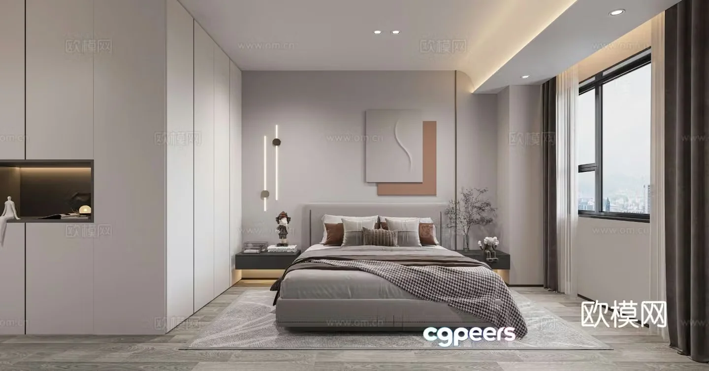 Modern minimalist bedroom master bedroom 3d model