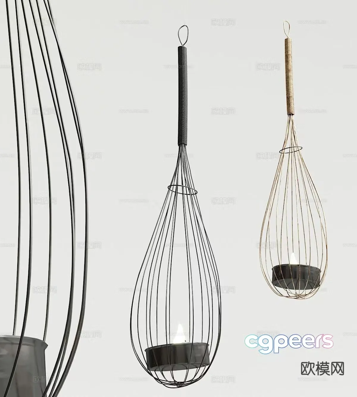 Industrial style metal cage chandelier 3d model