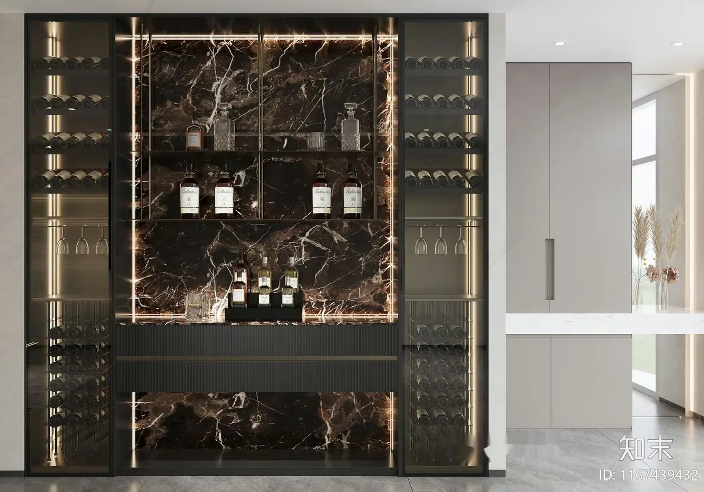 Modern Wine Cabinet 3D Model – 1733 – CORONA Render