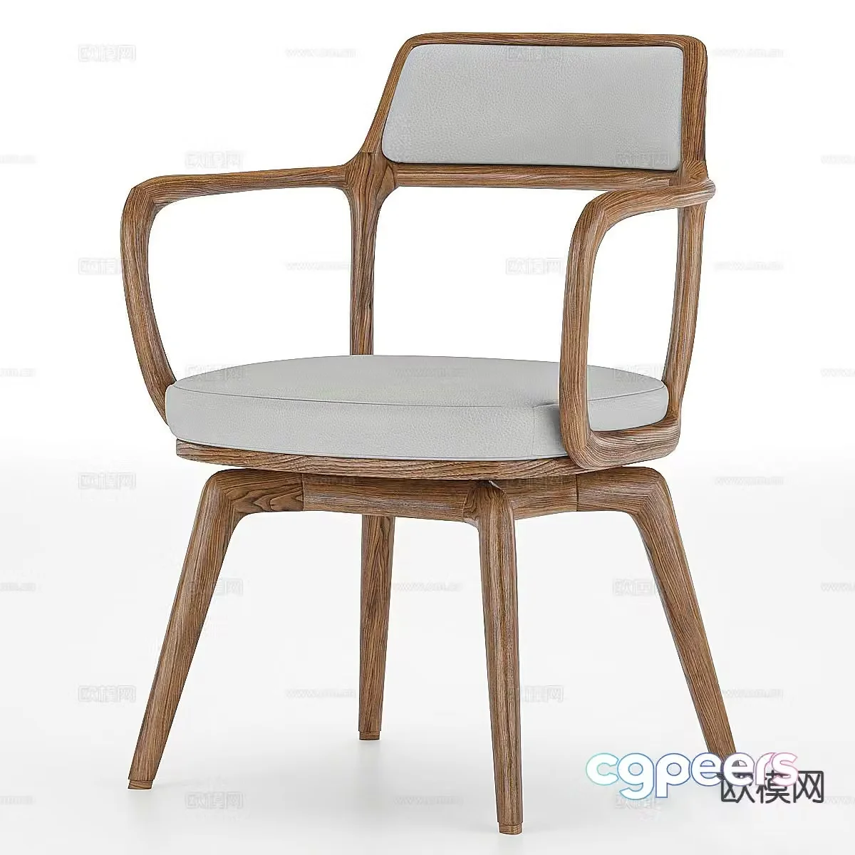 Log style armchair leisure chair 3d model