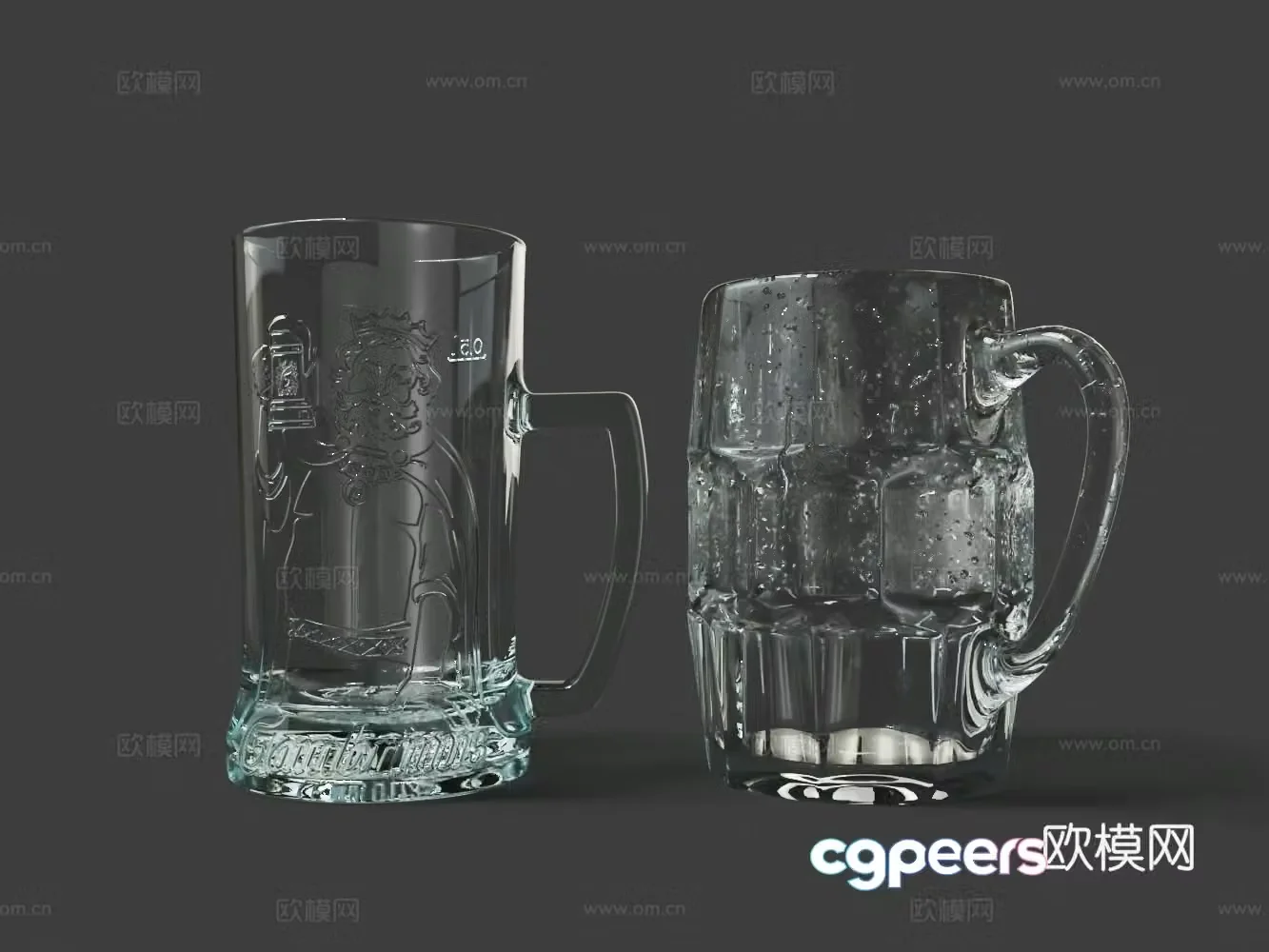 Modern glass water drop carved beer mug tied beer mug 3d model