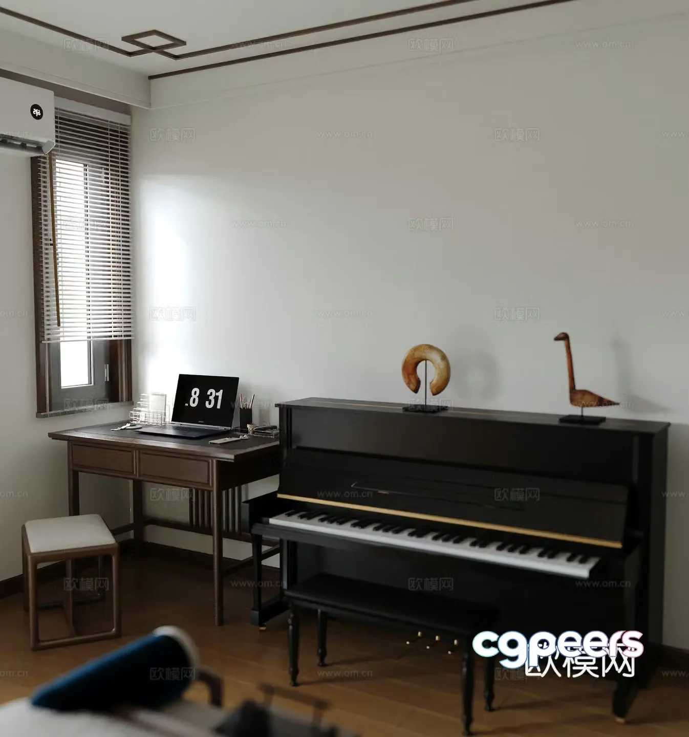 New Chinese dressing table Piano 3D model