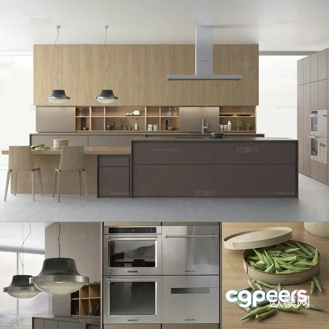 Kitchen Cabinet Open Kitchen Cabinet Combination 3D Model