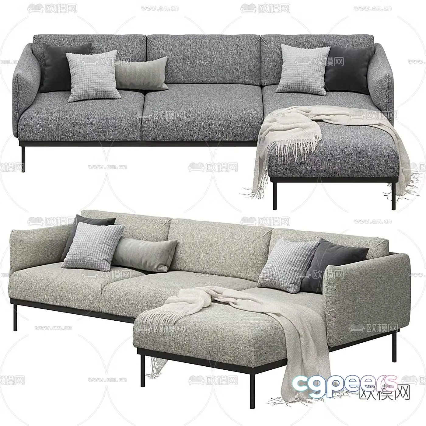 FLEXFORM gray corner sofa 3d model