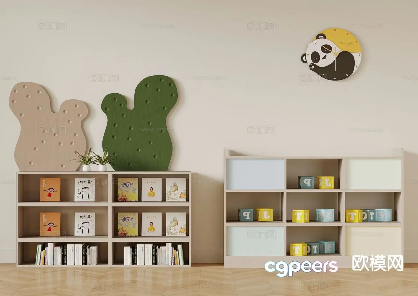 Modern children’s bookshelf storage rack children’s cabinet 3D model