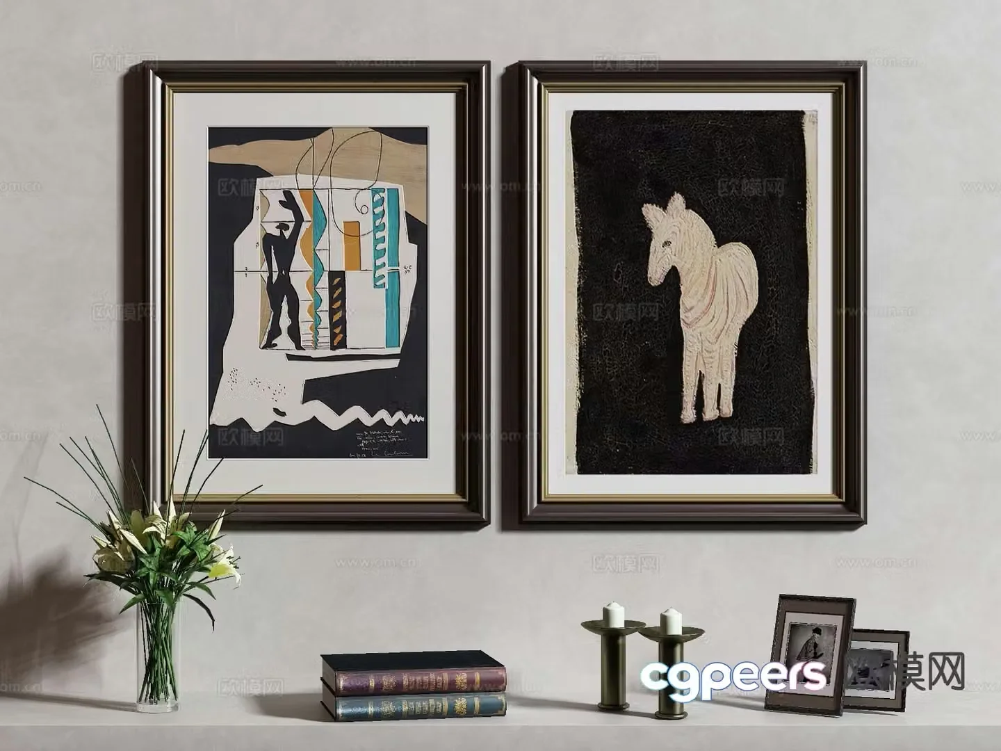 American style hanging painting decorative painting 3d model