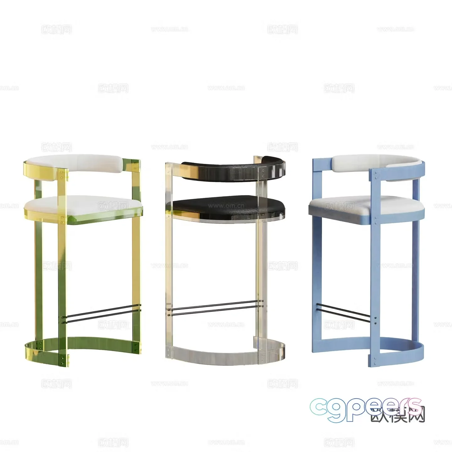 Modern transparent acrylic bar chair stool 3D model