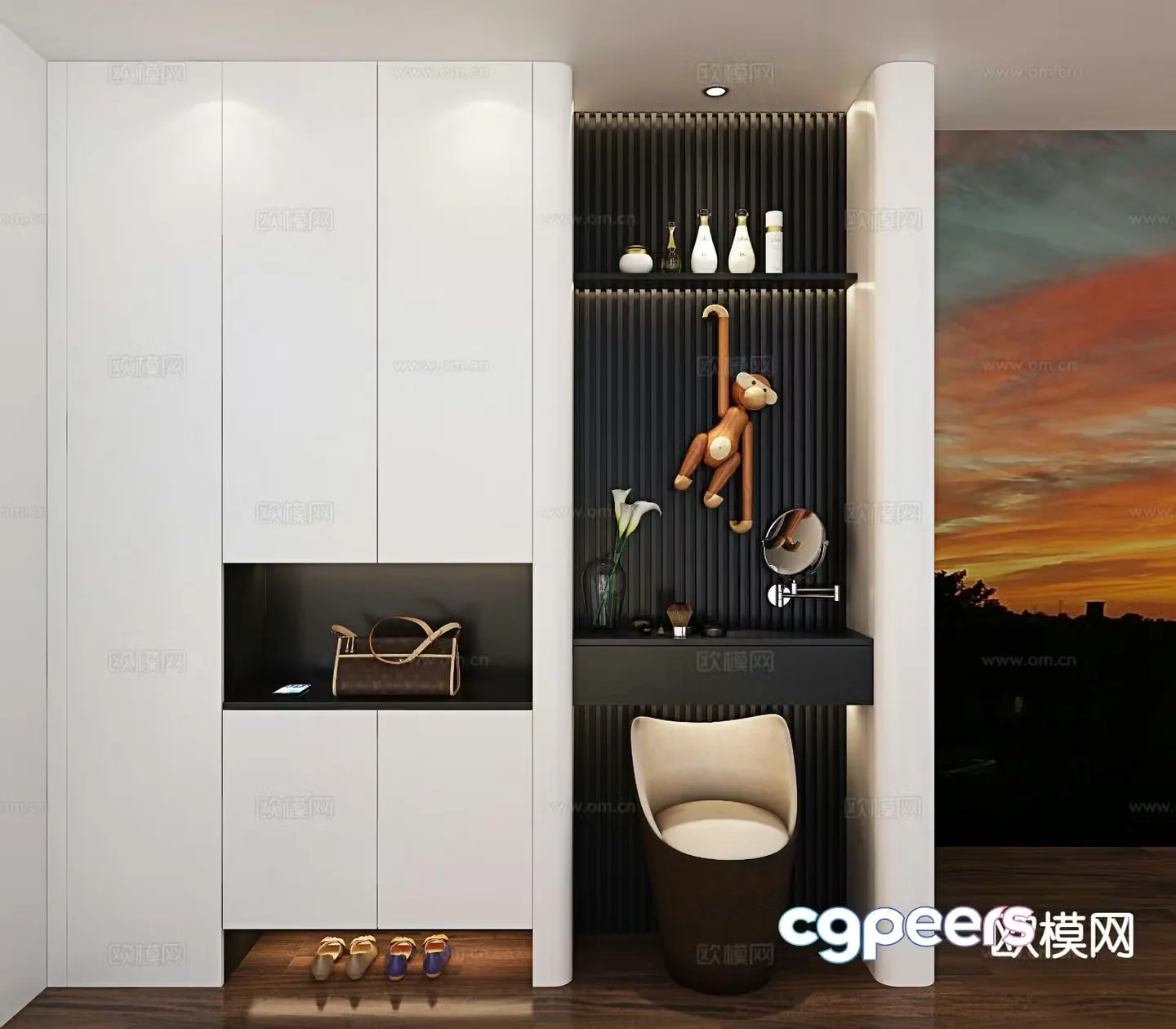 Modern entrance shoe cabinet dresser 3d model