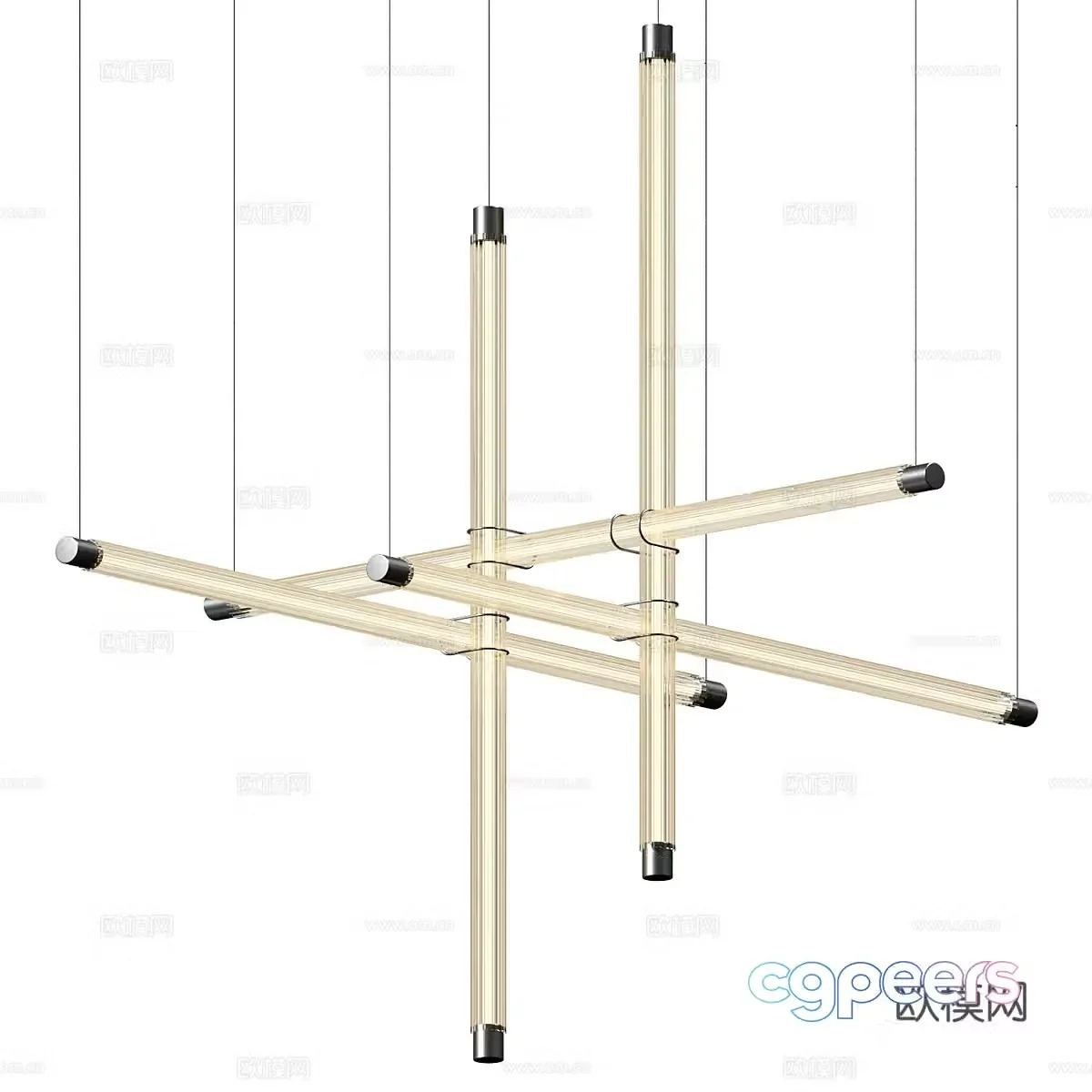 Modern minimalist linear decorative chandeliers 3d model