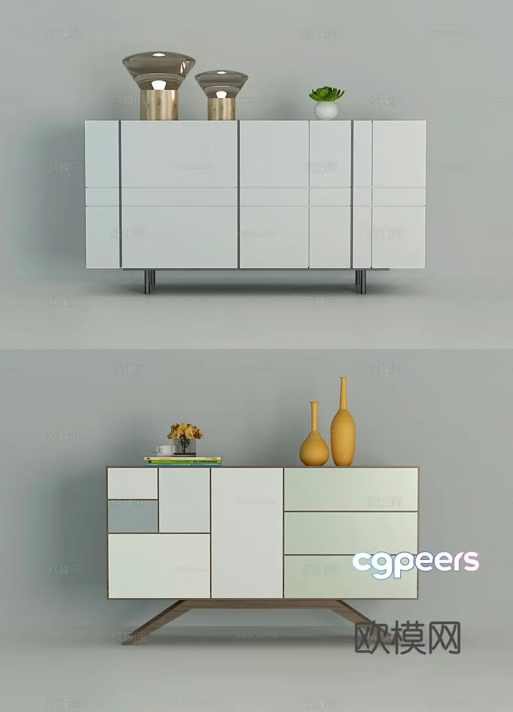 Modern decorative cabinet combination 3D model