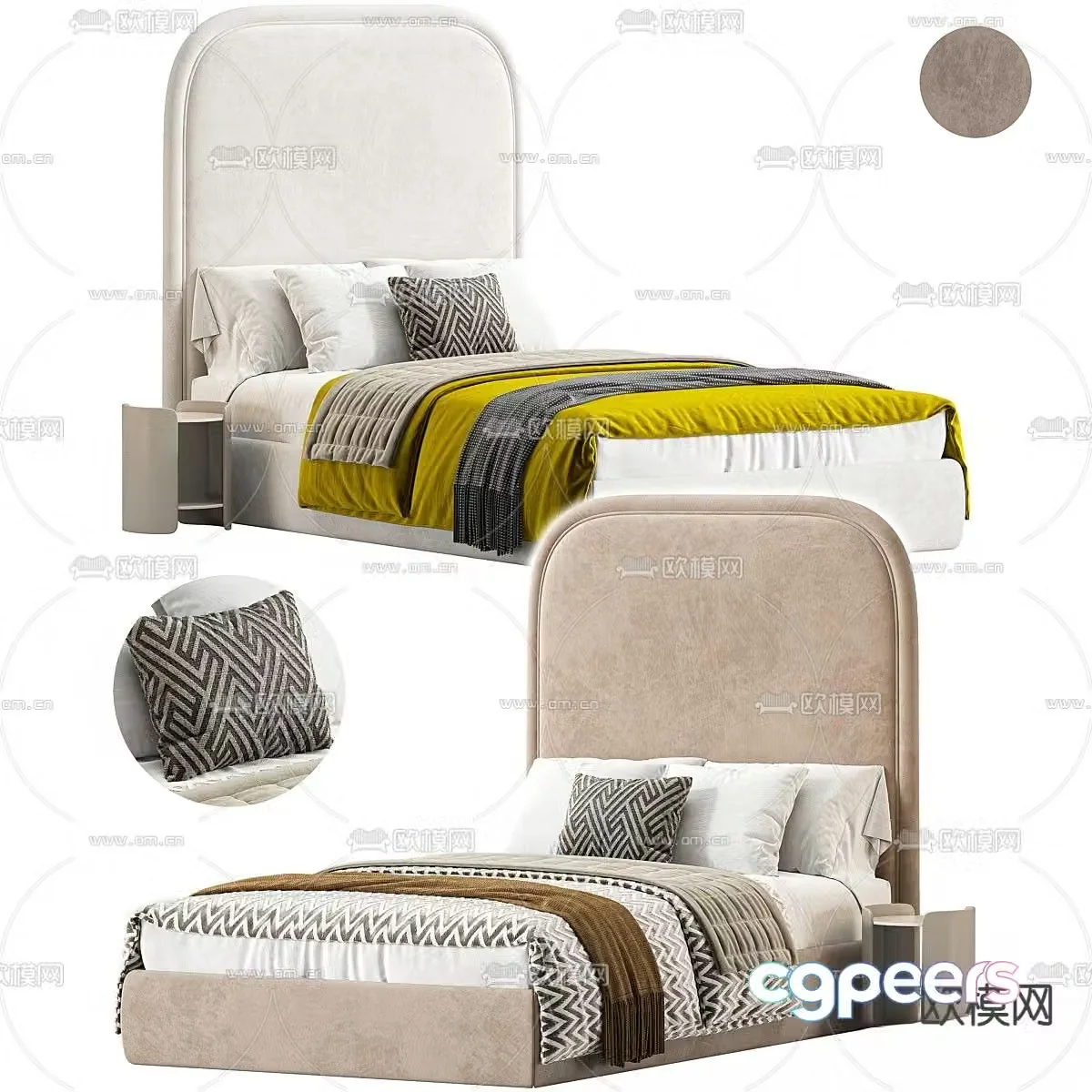 Modern double bed 3d model