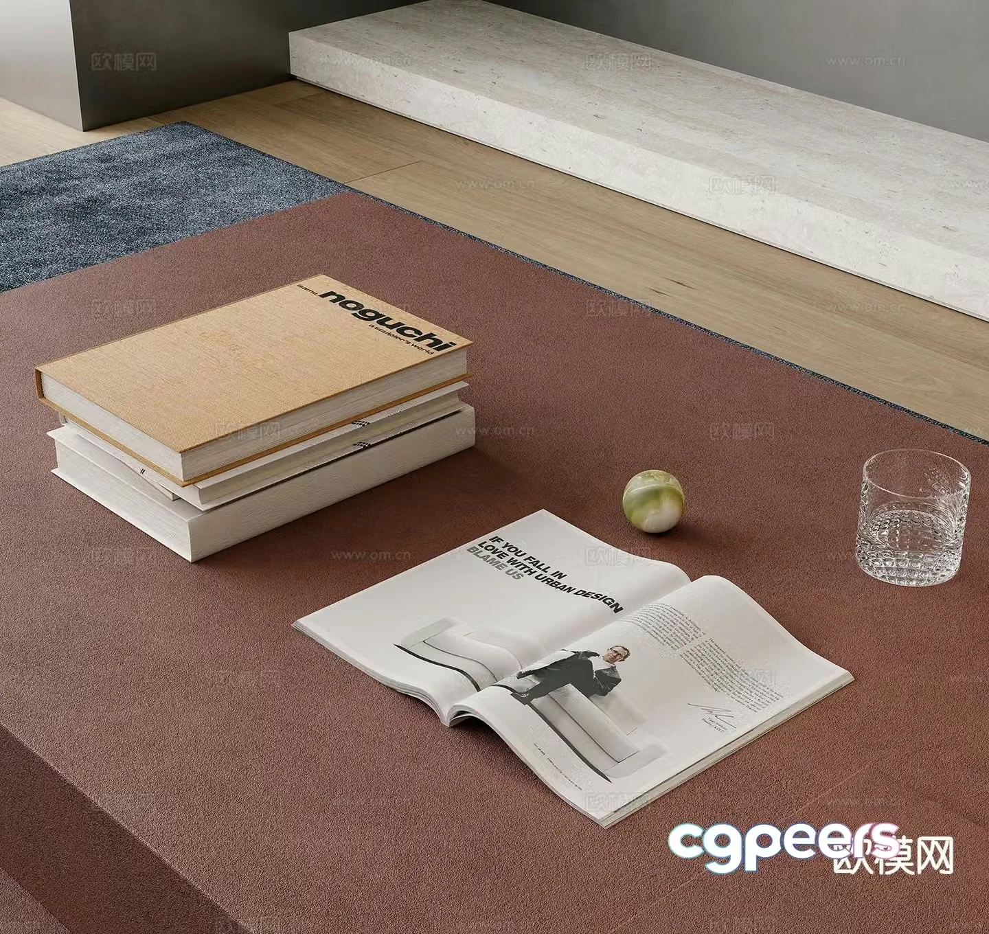 Modern coffee table ornaments books books 3d model
