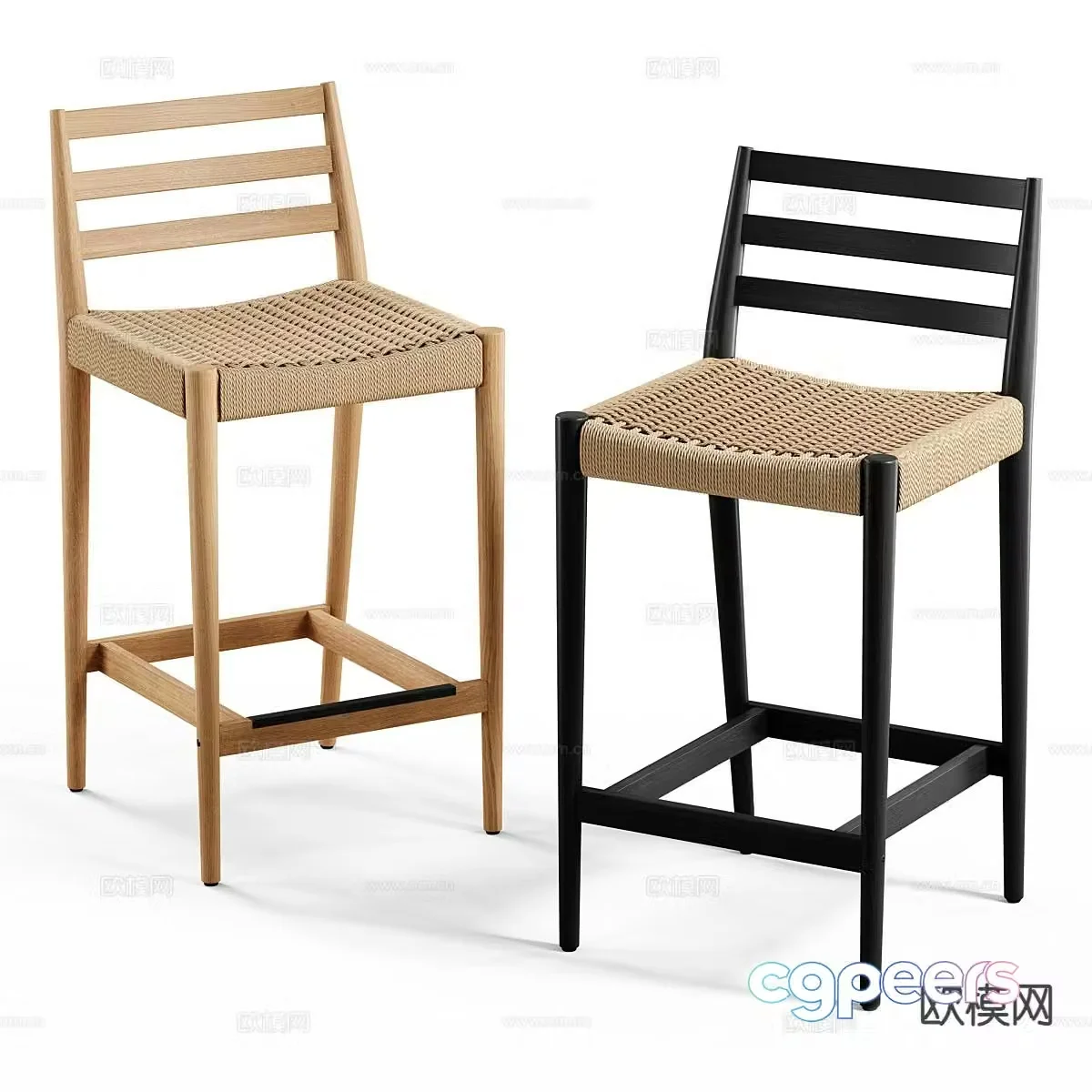 Modern bar chair bar stool rattan bar chair 3d model