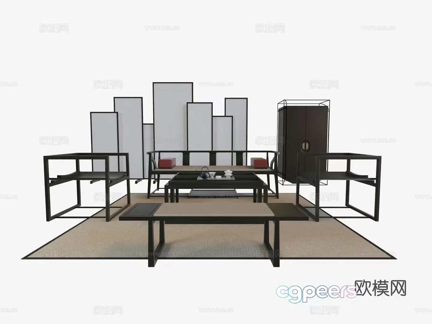 Song style living room sofa 3d model