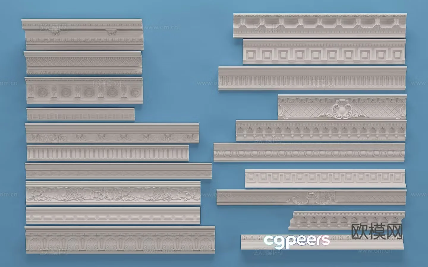 European simple gypsum lines corner lines component 3D model