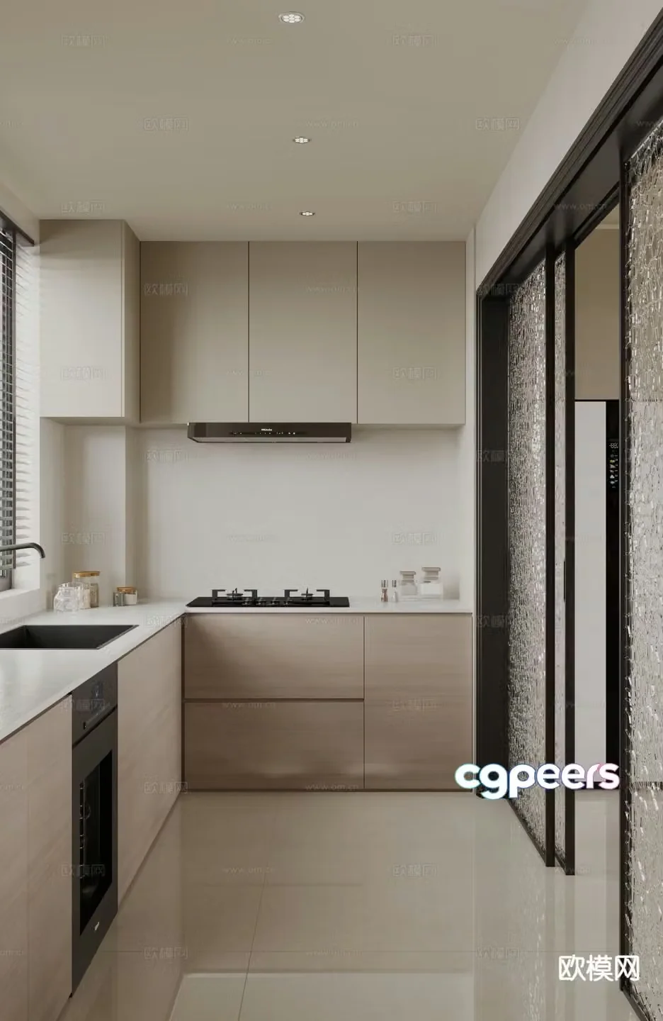 Cream style kitchen 3d model