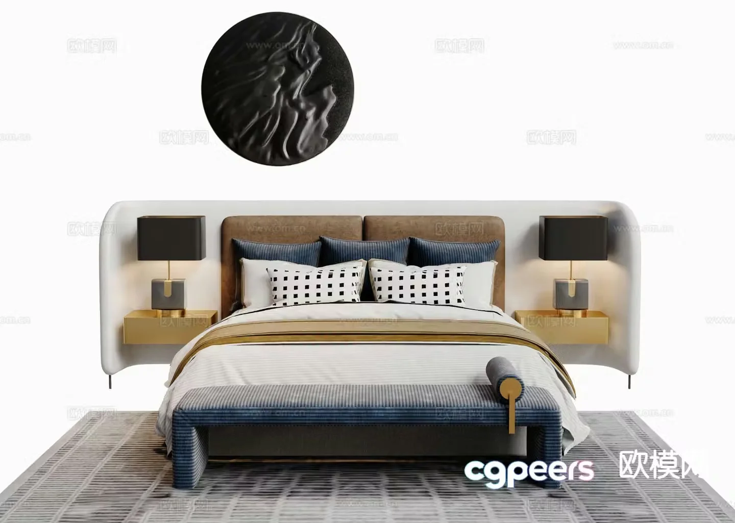 Modern double bed 3d model