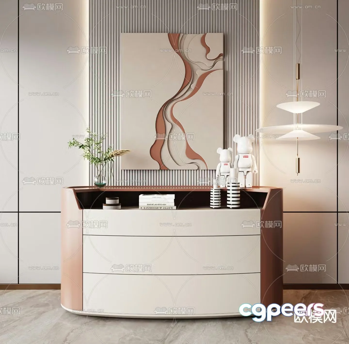 Modern side cabinet entrance cabinet end view cabinet 3D model