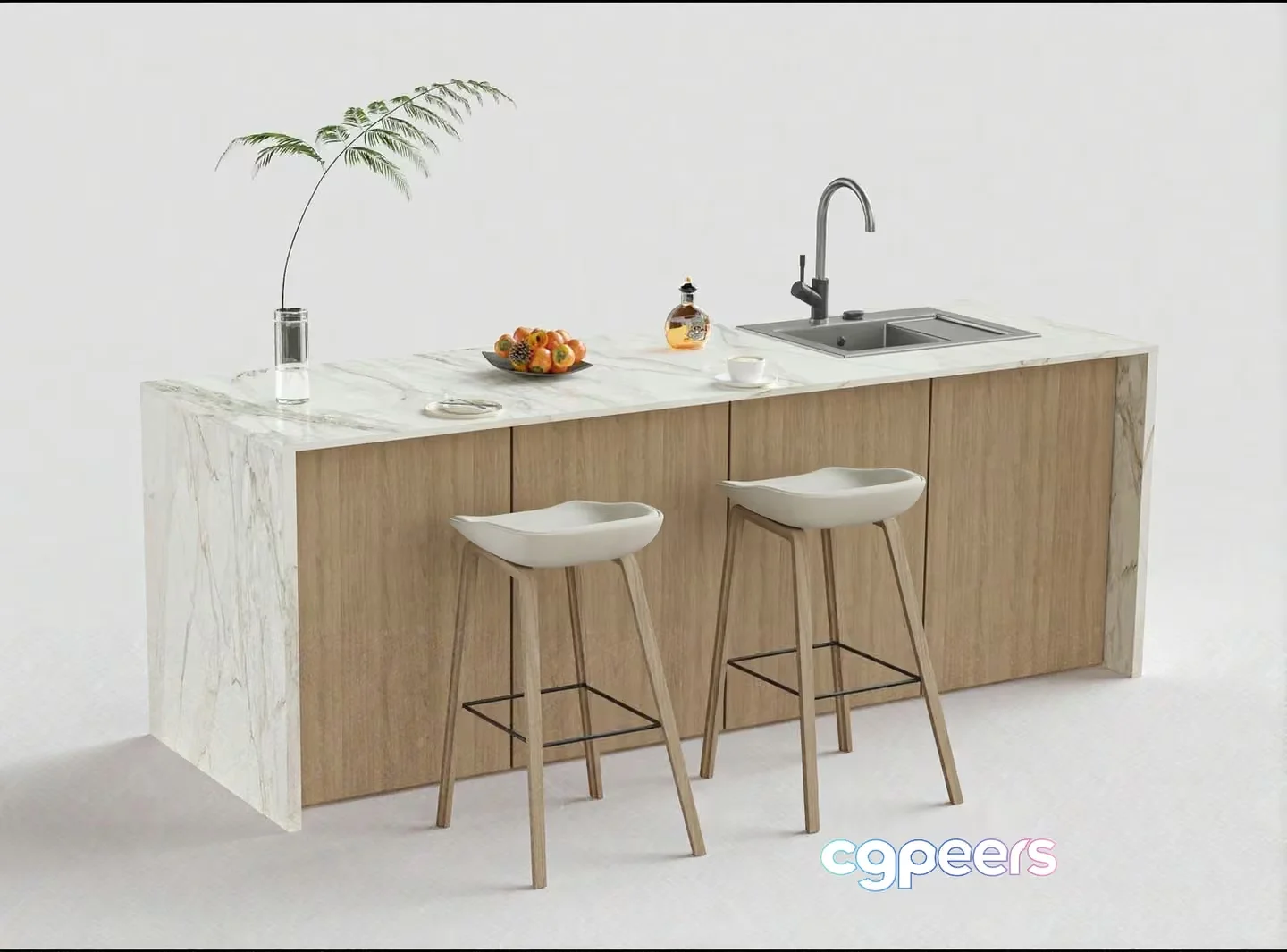 Modern Kitchen Island 3D Model – 14561 – VRAY Render