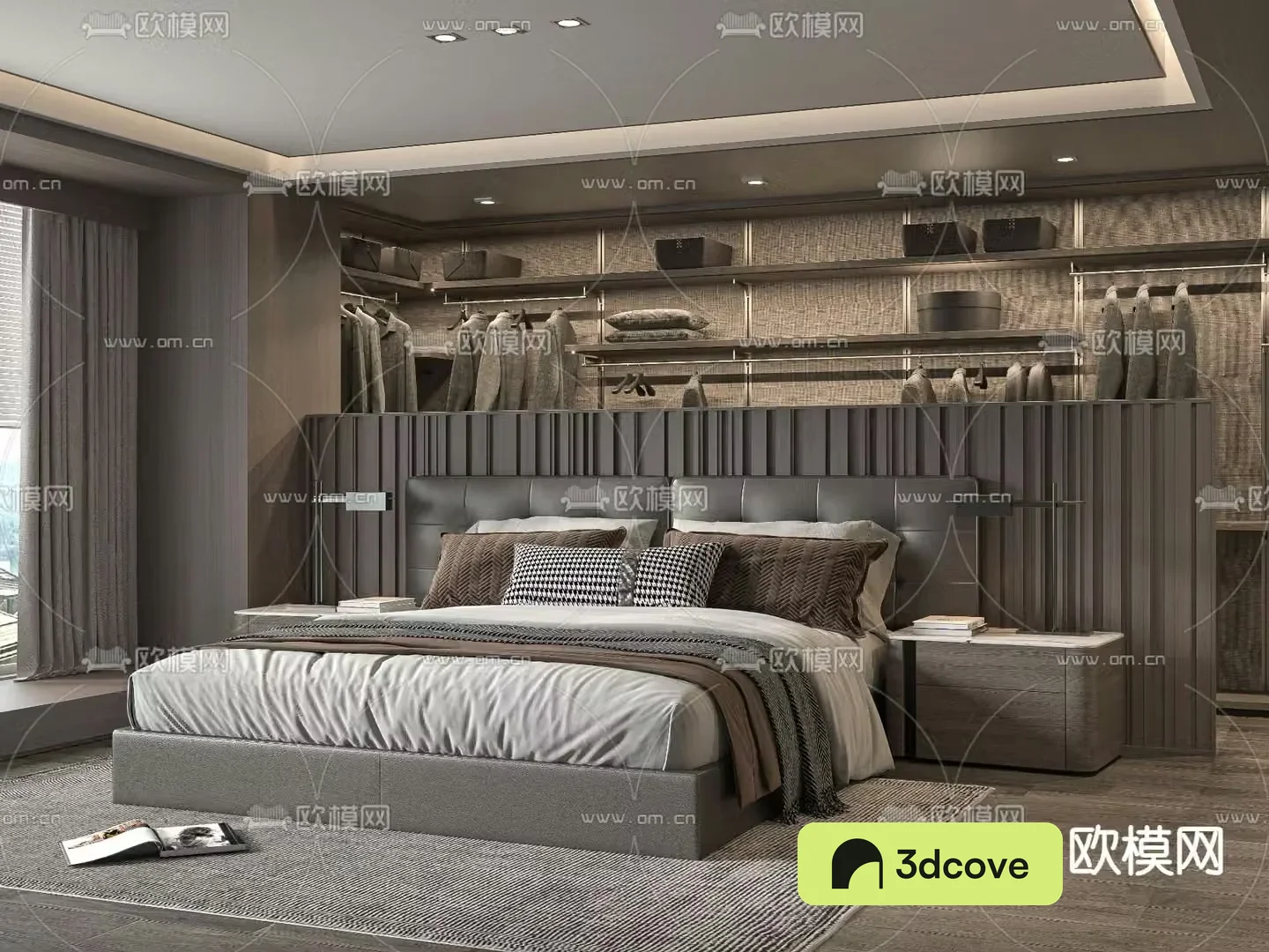 Minotti modern fabric double bed