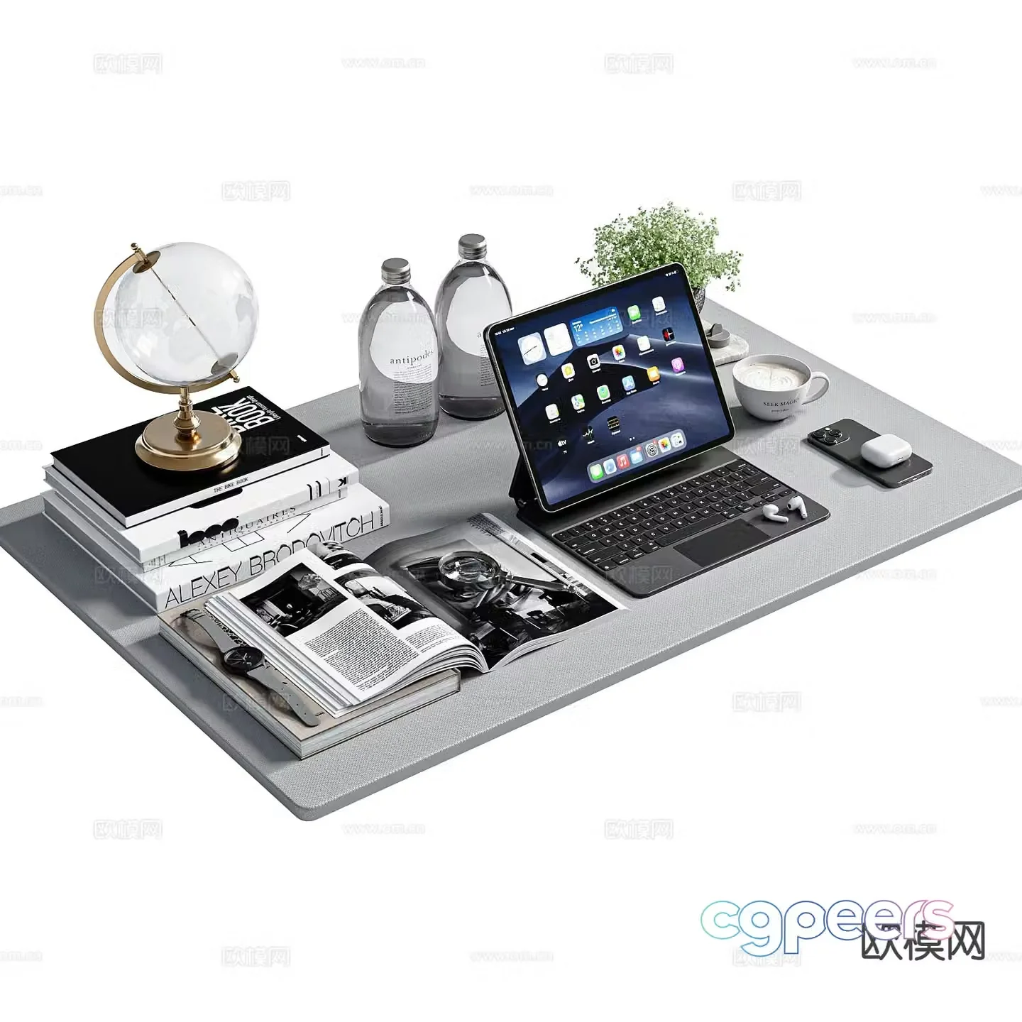 Modern globe desktop ornament notebook 3d model