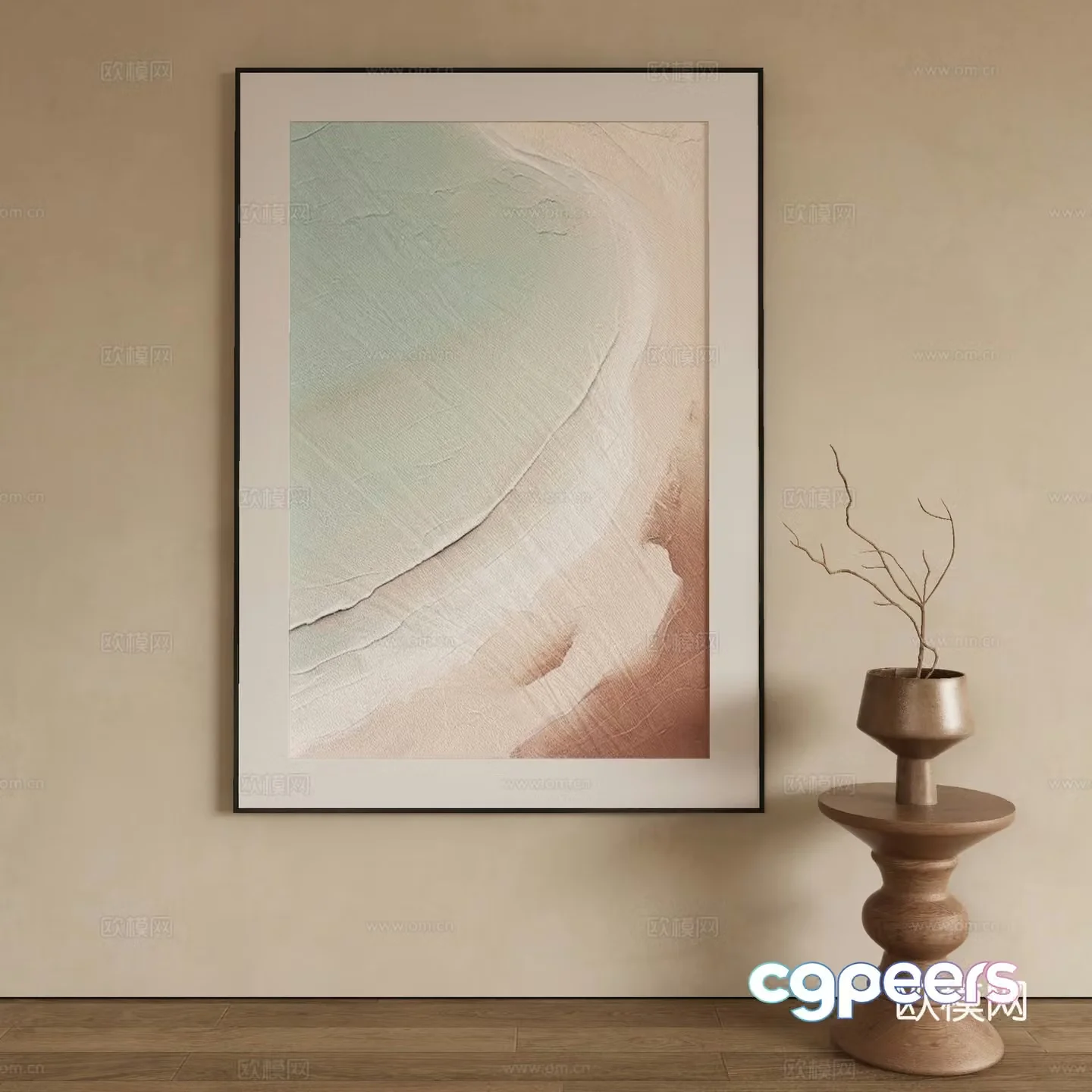 Modern texture painting decorative painting 3d model