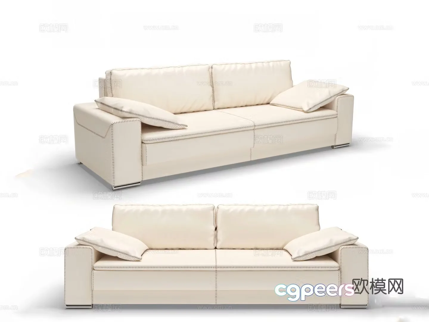 Double sofa white sofa leather sofa 3d model