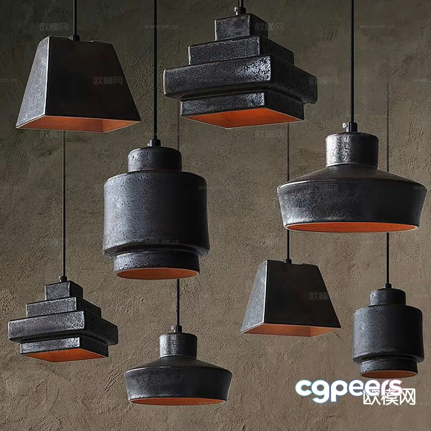 Industrial style chandelier bedside small chandelier 3d model