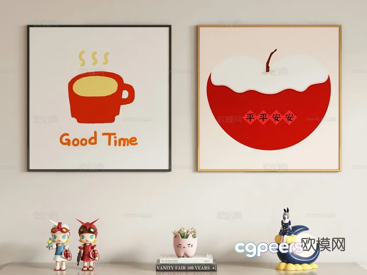 Modern cream style children’s decorative painting hanging painting 3d model