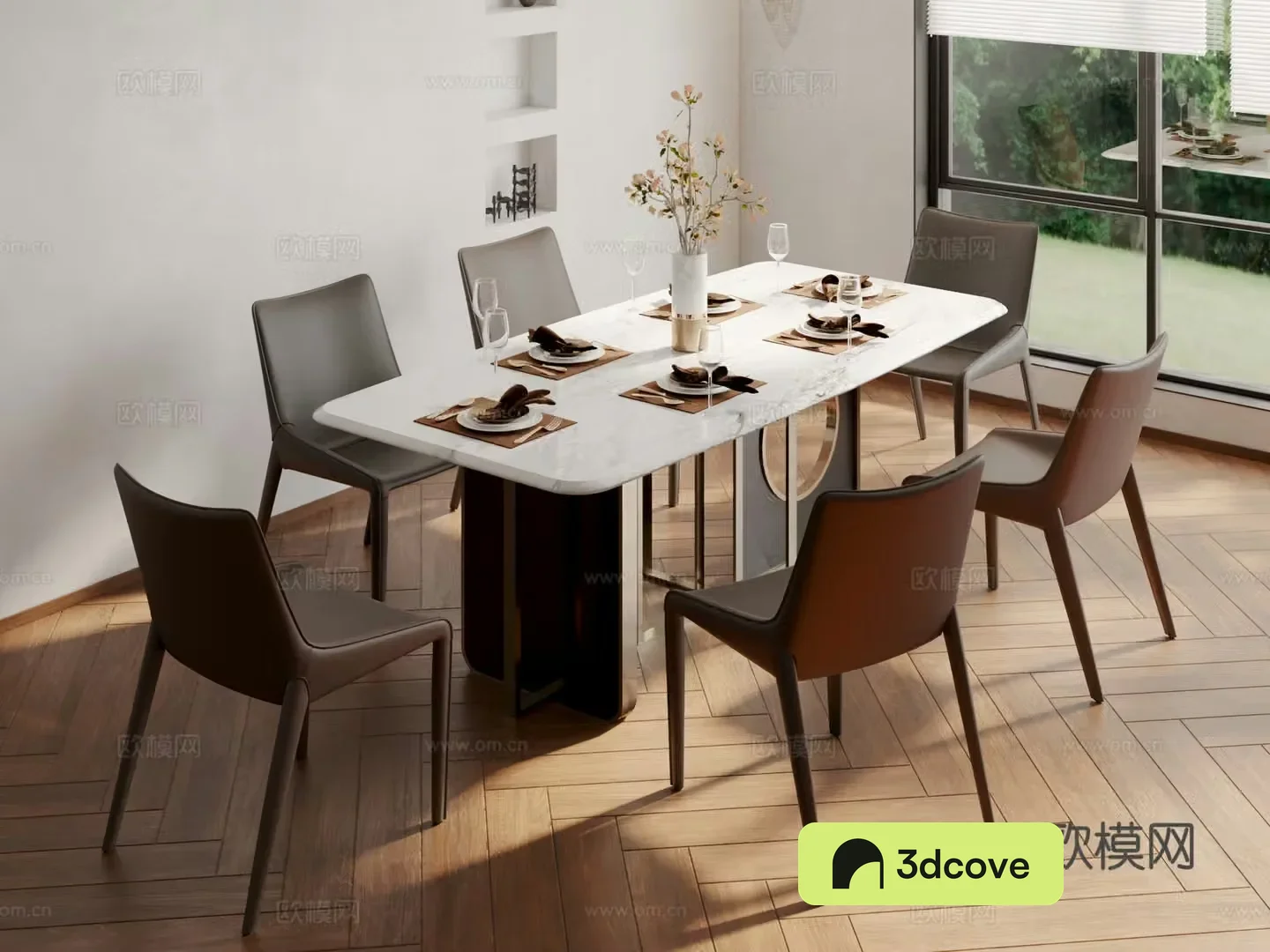 Modern slate dining table and chairs