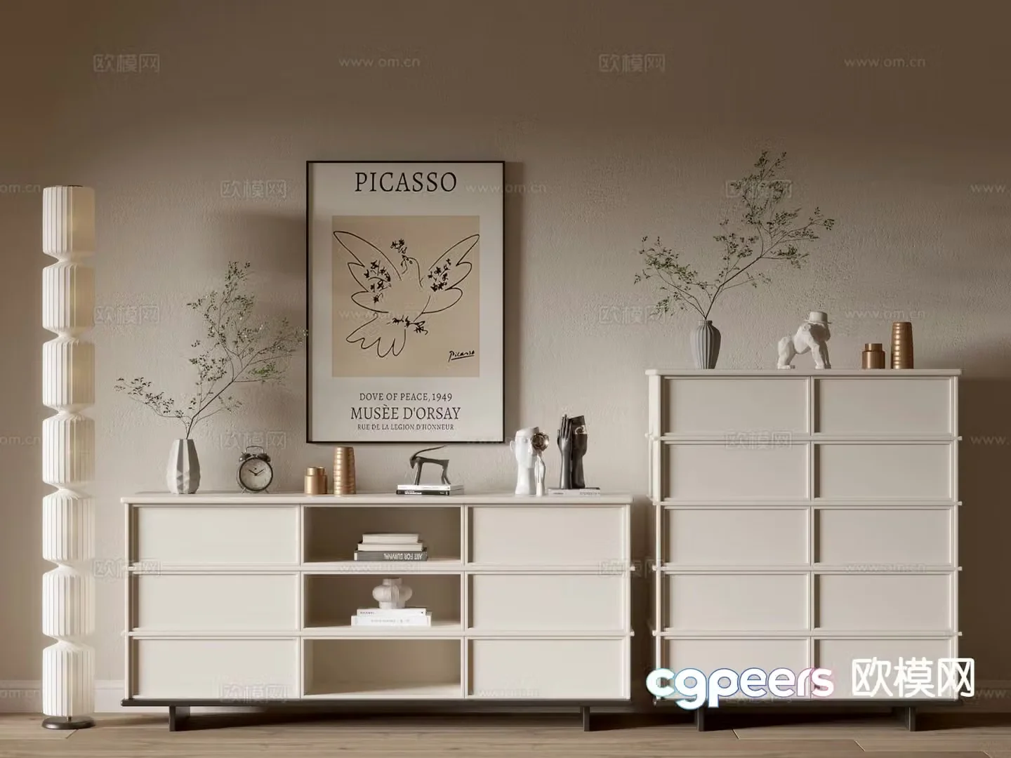 Cream style entrance cabinet drawer cabinet storage cabinet entry cabinet 3D model