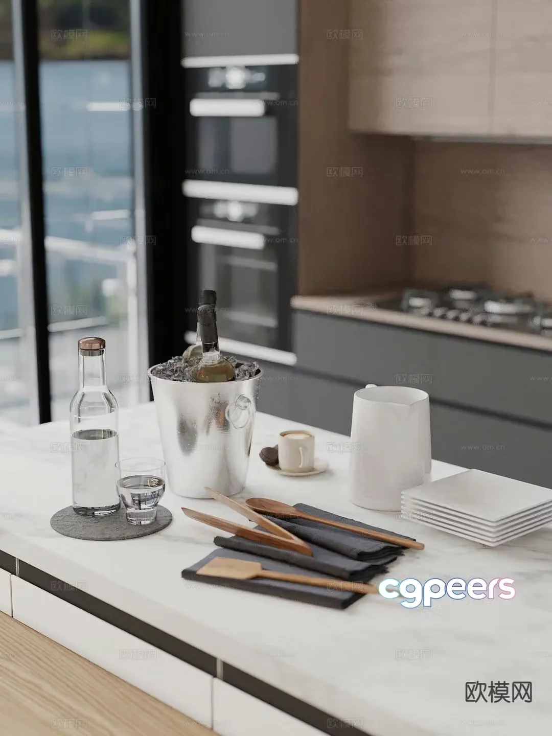 Modern kitchen accessories ice bucket tableware 3d model