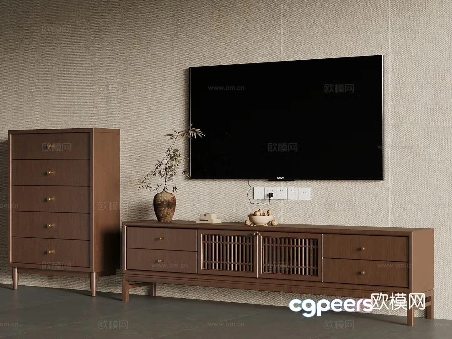 TV cabinet new Chinese TV cabinet 3D model