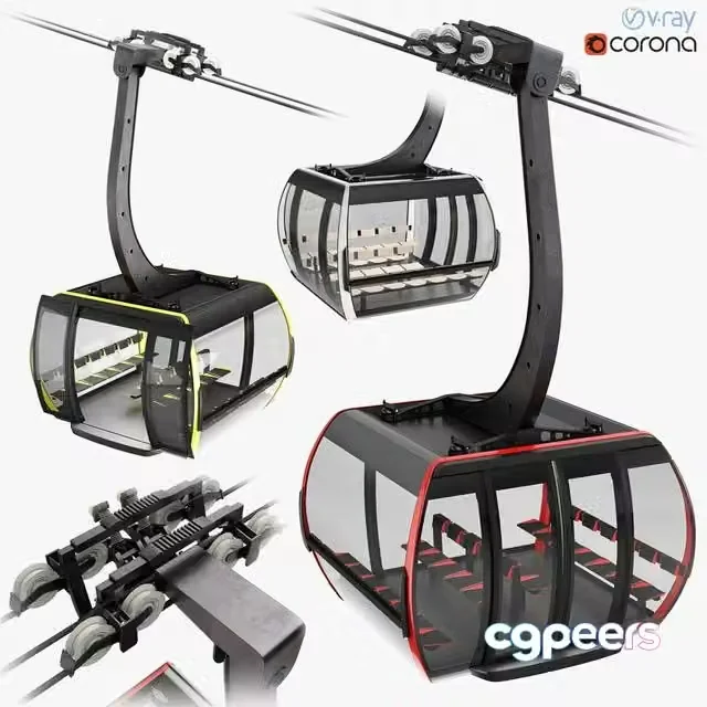 3ds Max Free – Cableway 3S Cabin CWA ATRIA for cableway