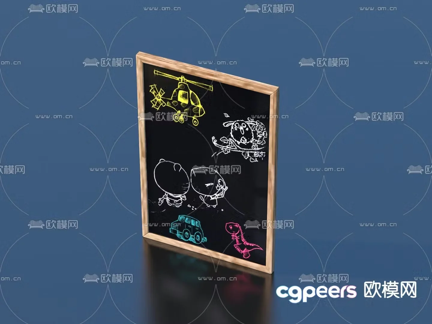 Billboard shop sign blackboard graffiti wall chalk drawing small blackboard 3d model