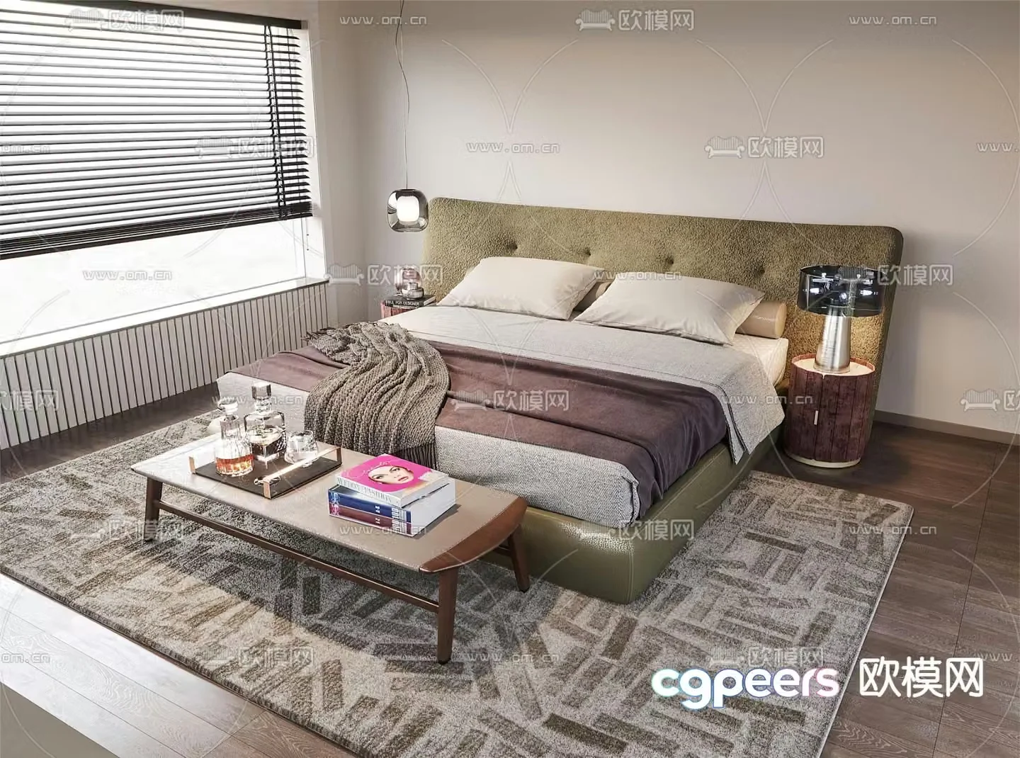 poliform modern double bed 3d model